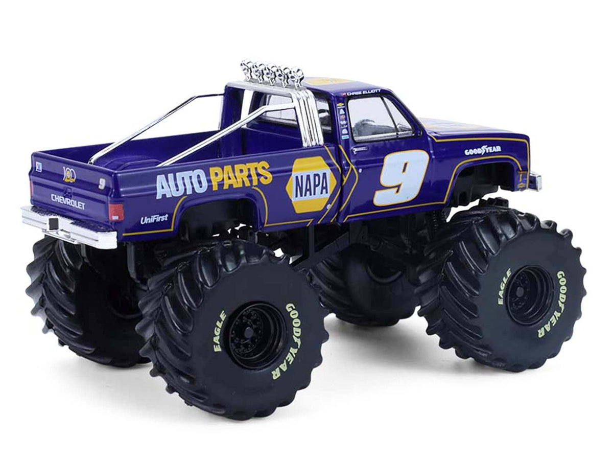 1984 Chevrolet C20 Monster Truck #9 'NAPA' Blue with Graphics 'Kings of Crunch - Hendrick Motorsports Tribute' Special Edition 1/64 Diecast Model Car by Greenlight