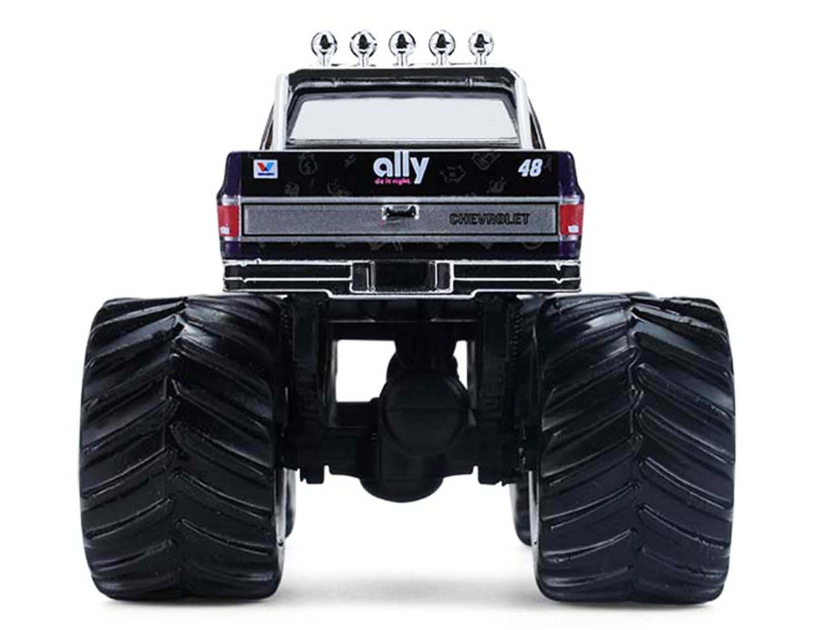 1984 Chevrolet Silverado Monster Truck #48 'Ally' Black and Purple with Graphics 'Kings of Crunch - Hendrick Motorsports Tribute' Special Edition 1/64 Diecast Model Car by Greenlight