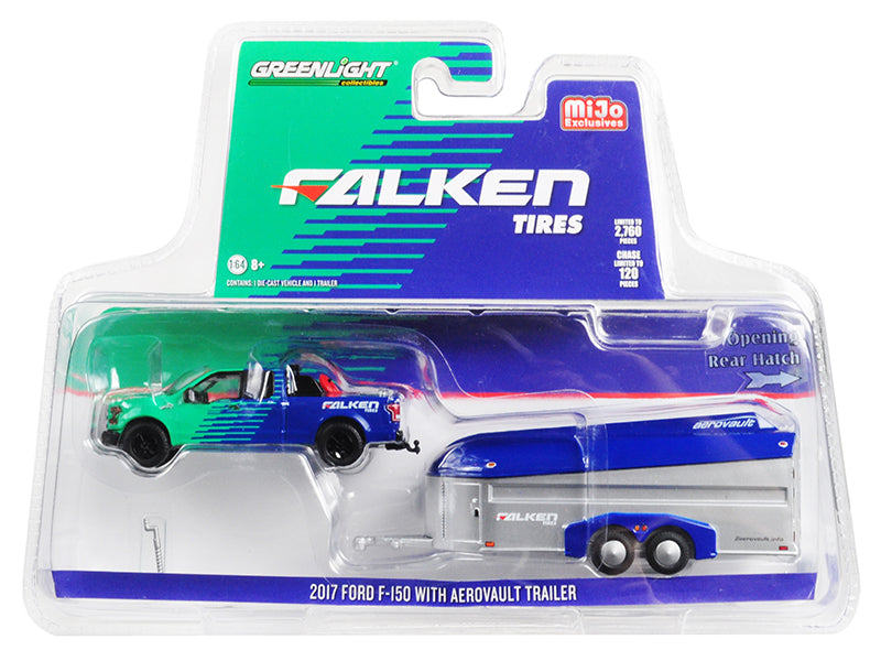 2017 Ford F-150 Pickup Truck and Aerovault Trailer 'Falken Tires' Limited Edition to 2760 pieces Worldwide 1/64 Diecast Model Car by Greenlight