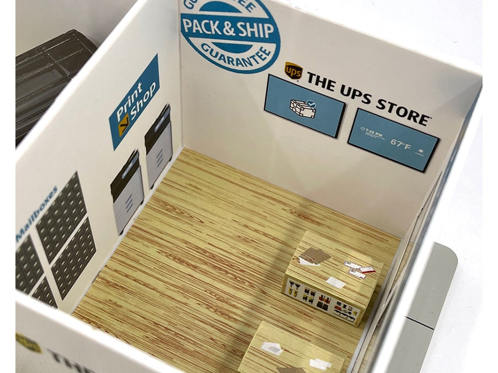 The UPS Store Diorama 'Mechanic's Corner' for 1/64 Scale Models by Greenlight