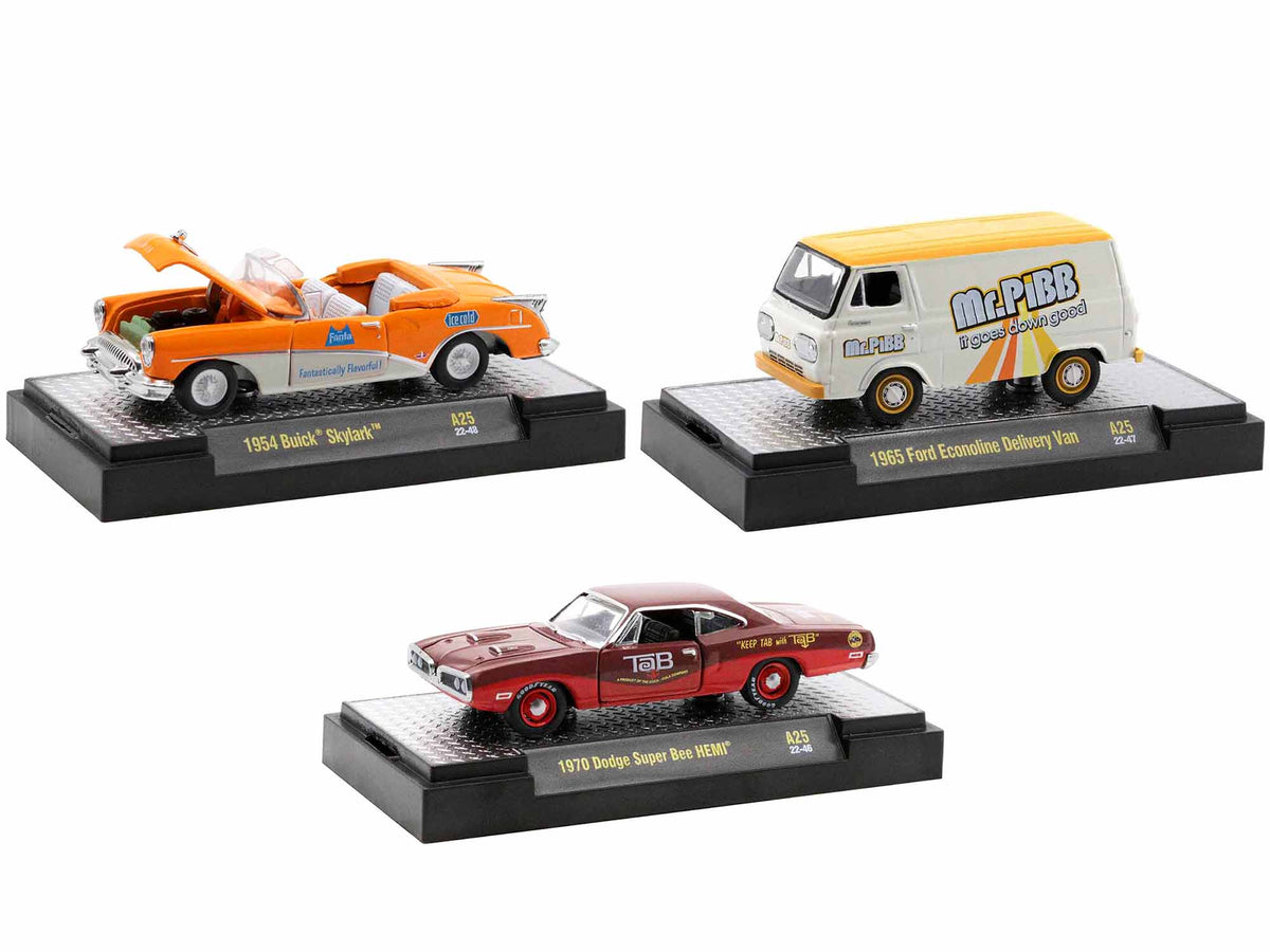 'Sodas' Set of 3 pieces Release 25 Limited Edition to 6250 pieces Worldwide 1/64 Diecast Model Cars by M2 Machines