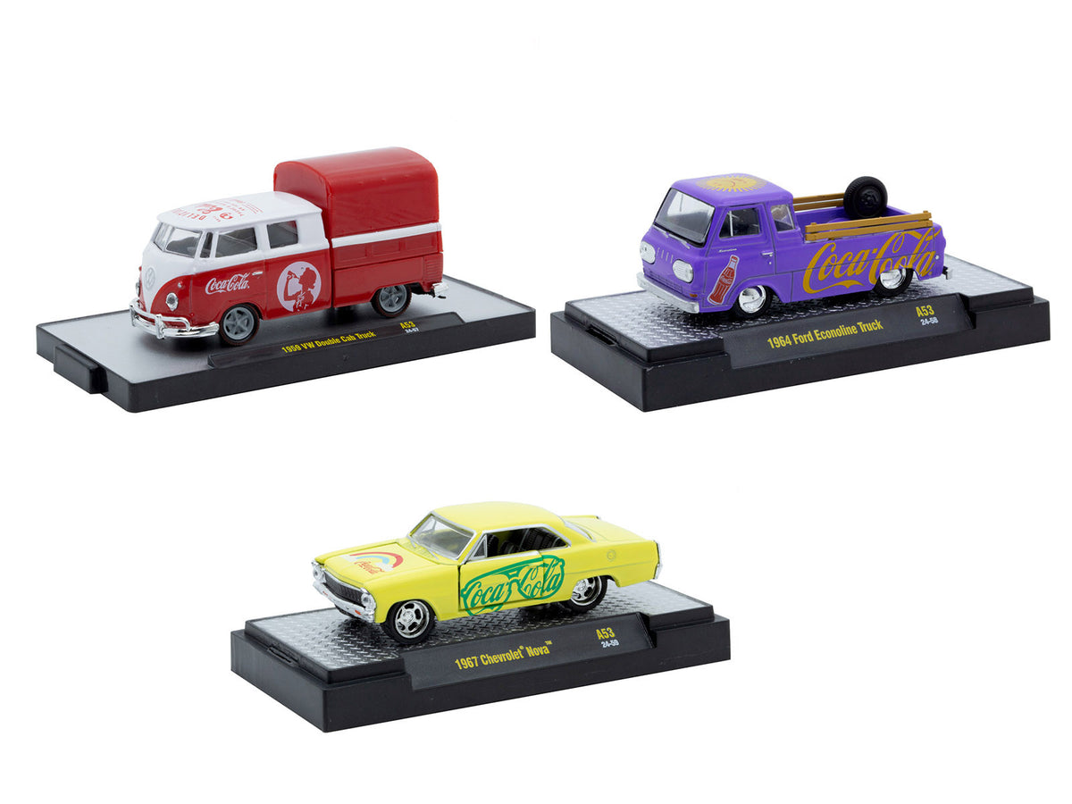 'Coca-Cola' Set of 3 pieces Release 53 Limited Edition to 10000 pieces Worldwide 1/64 Diecast Model Cars by M2 Machines