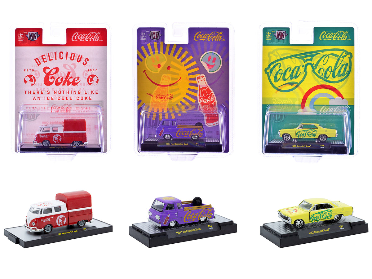 'Coca-Cola' Set of 3 pieces Release 53 Limited Edition to 10000 pieces Worldwide 1/64 Diecast Model Cars by M2 Machines