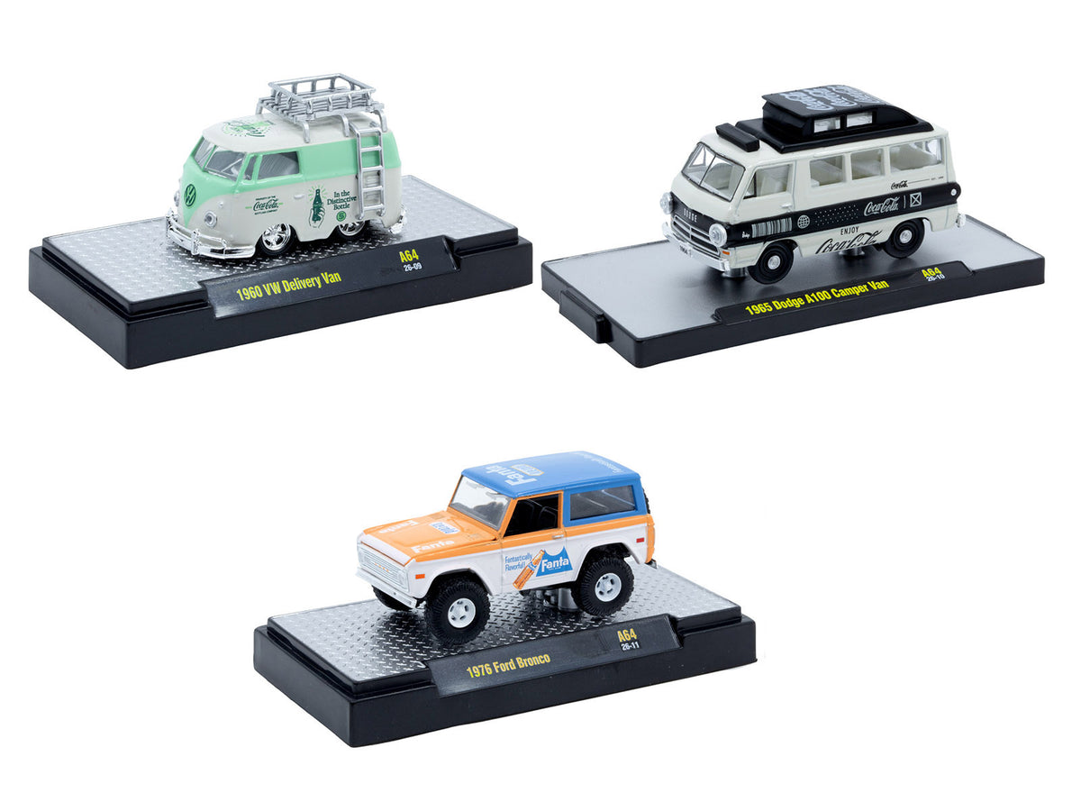 'Sodas' Set of 3 pieces Release 64 Limited Edition to 5400 pieces Worldwide 1/64 Diecast Model Cars by M2 Machines