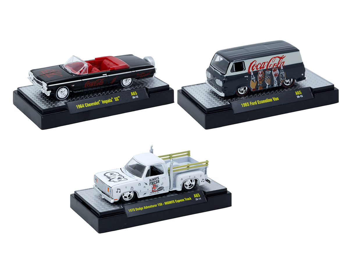 'Coca-Cola' Set of 3 pieces Release 65 Limited Edition to 4800 pieces Worldwide 1/64 Diecast Models by M2 Machines