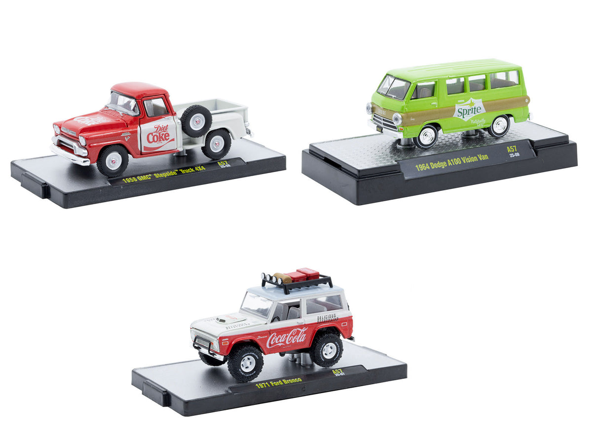'Sodas' Set of 3 pieces Release 57 Limited Edition to 10000 pieces Worldwide 1/64 Diecast Model Cars by M2 Machines