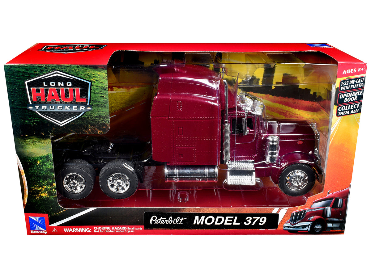 Peterbilt 379 Truck Tractor Burgundy Metallic 'Long Haul Trucker' Series 1/32  Diecast Model by New Ray