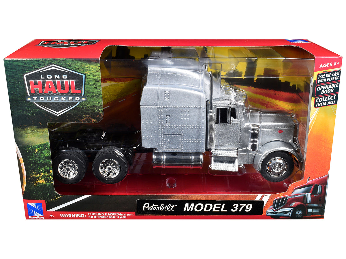Peterbilt 379 Truck Tractor Silver Metallic 'Long Haul Trucker' 1/32 Diecast Model by New Ray