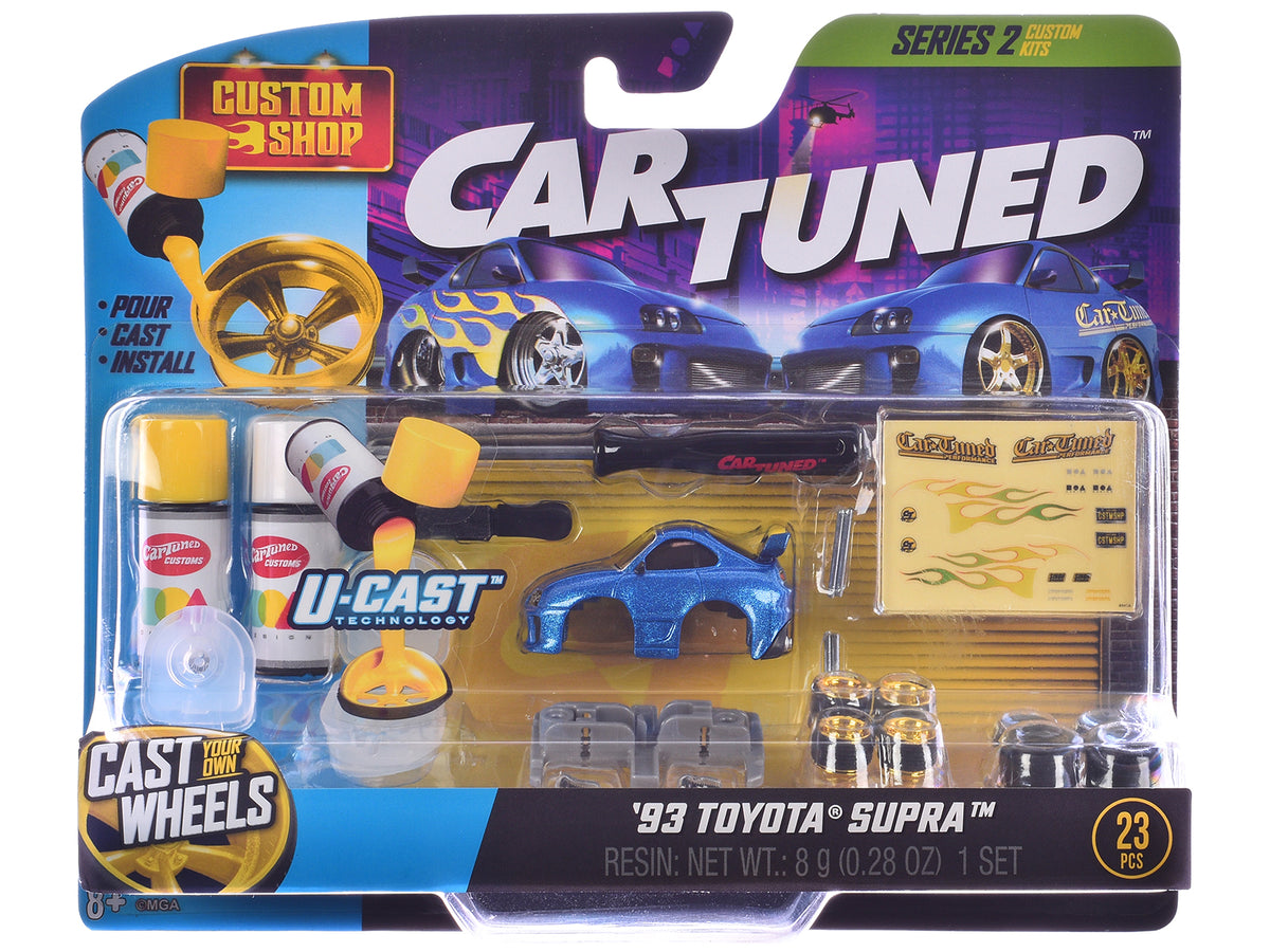 1987 Toyota SR5 Pickup Truck White and 1993 Toyota Supra Blue 'Custom Shop' 2 Car Set Diecast Model Cars by CarTuned