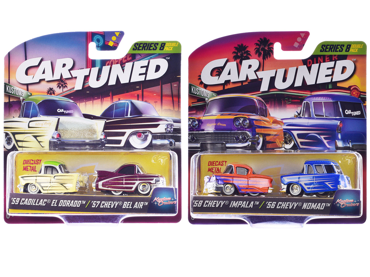'Kustoms' Double Pack Series 8 Set of 4 Cars Diecast Model Cars by CarTuned