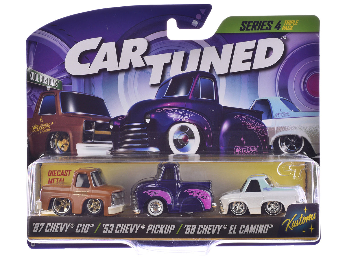 'Kustoms' Series 4 Chevrolet Triple Pack Set of 3 Cars Diecast Model Cars by CarTuned