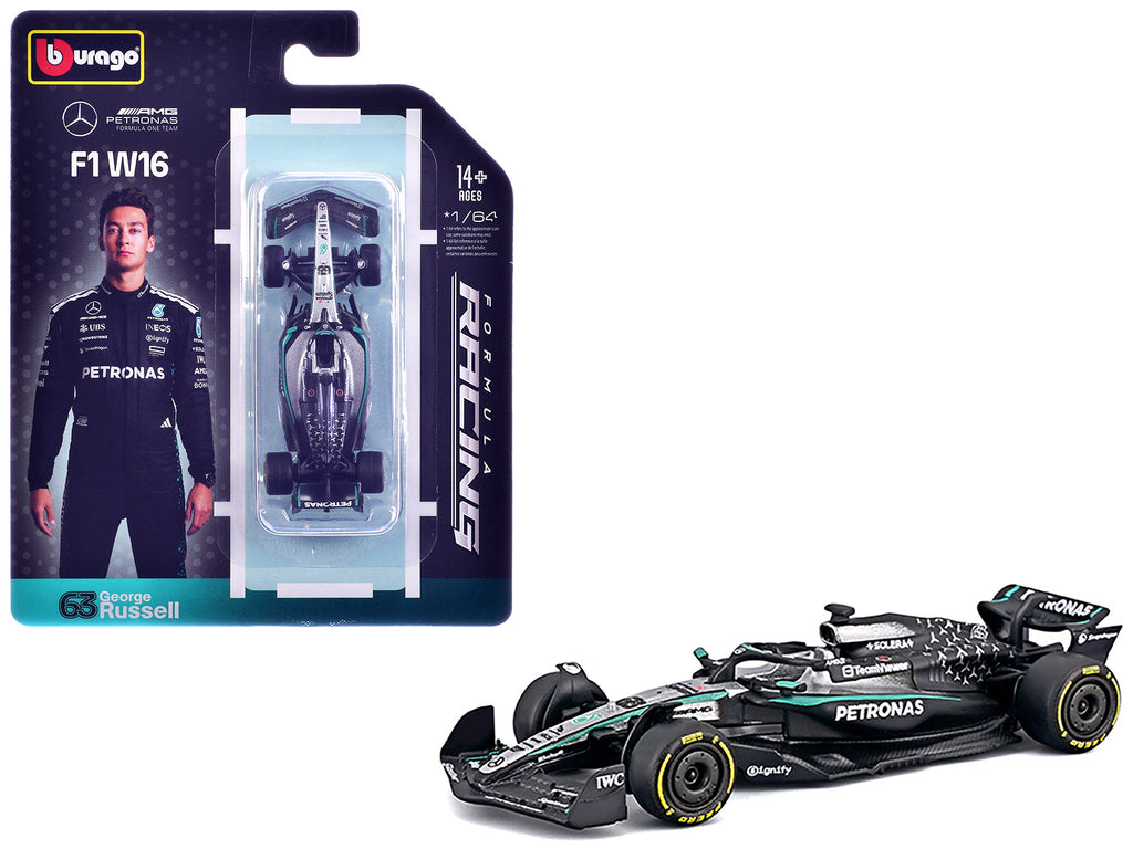 Mercedes AMG F1 W16 E Performance #63 George Russell Formula One F1 World Championship (2025) 'Formula Racing' Series 1/64 Diecast Model Car by Bburago