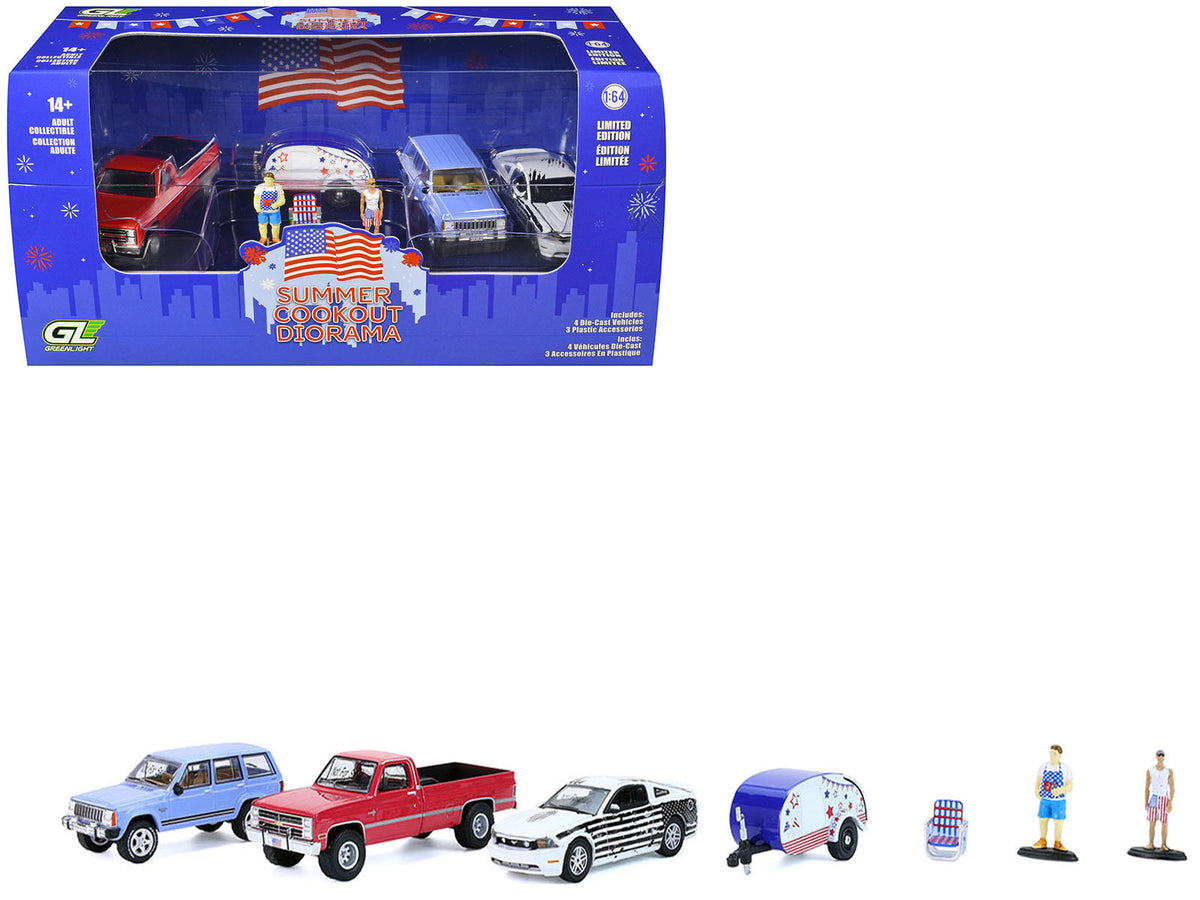 'Summer Cookout Diorama' Set of 7 pieces 1/64 Diecast Model Cars by Greenlight