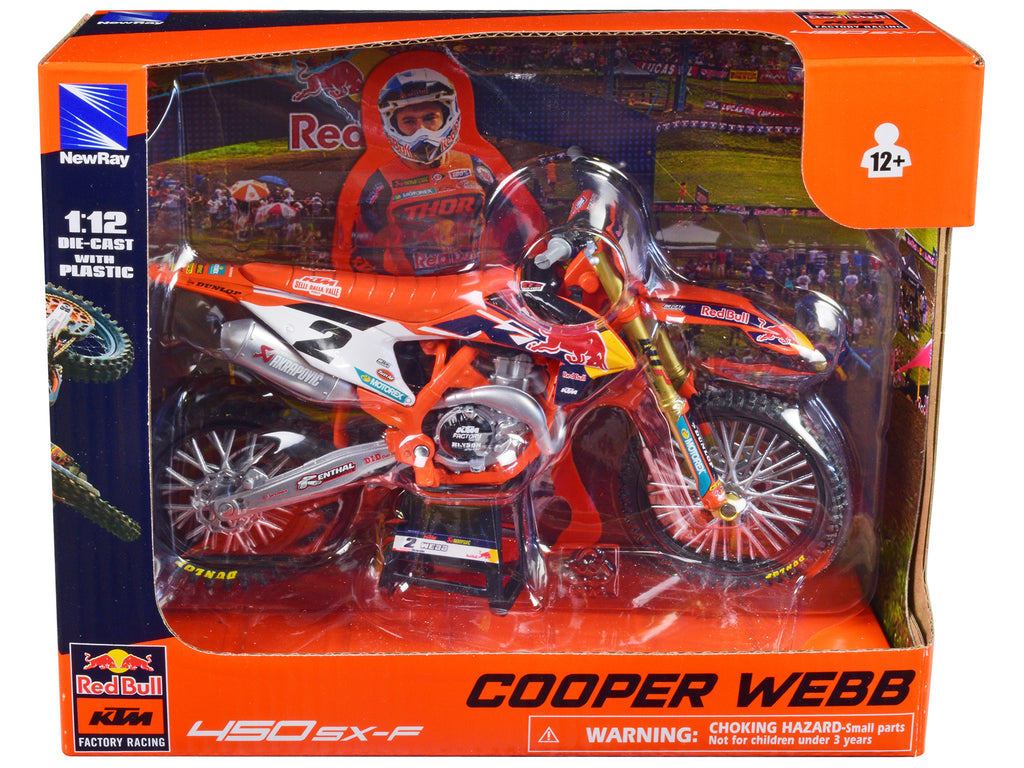 KTM 450 SX-F Motorcycle #2 Cooper Webb 'Red Bull KTM Factory Racing' 1/12 Diecast Model by New Ray