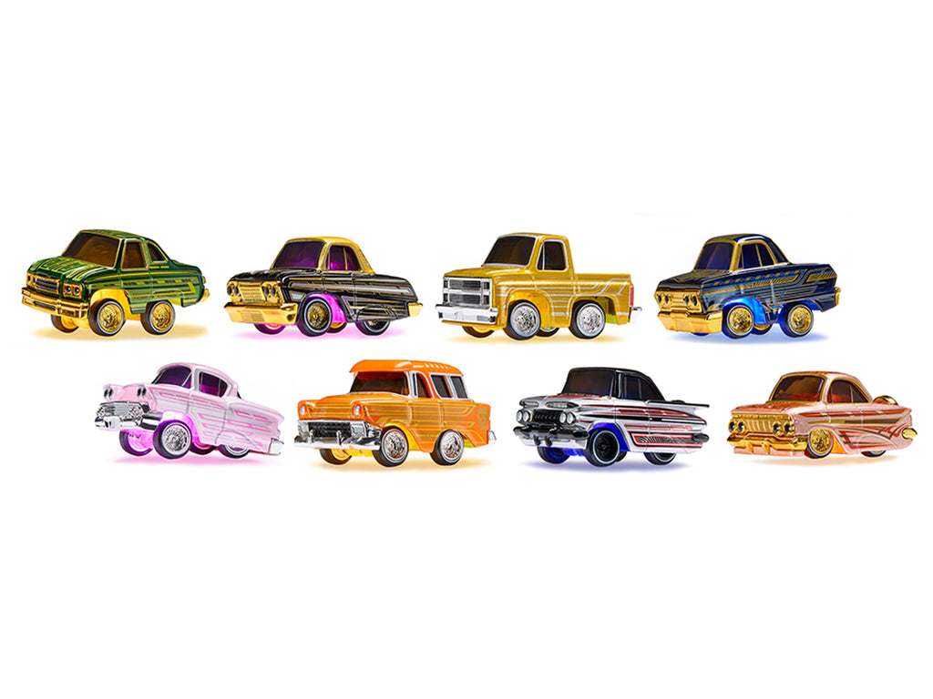 'Lowriders Show Glow' Series 2 Set of 8 Pieces Diecast Model Cars by CarTuned