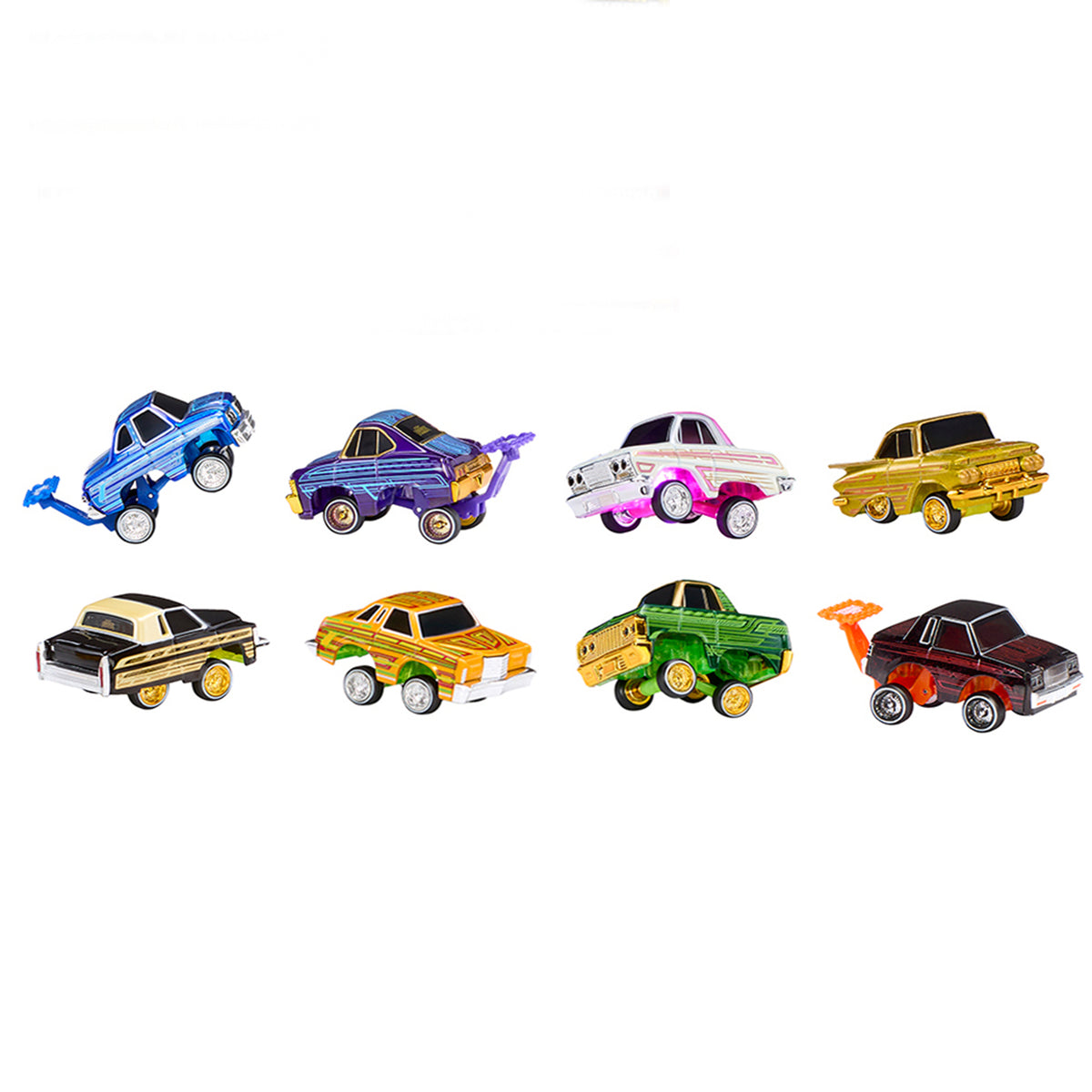 'Lowriders Show Glow' Series 3 Set of 8 Pieces Diecast Model Cars by CarTuned