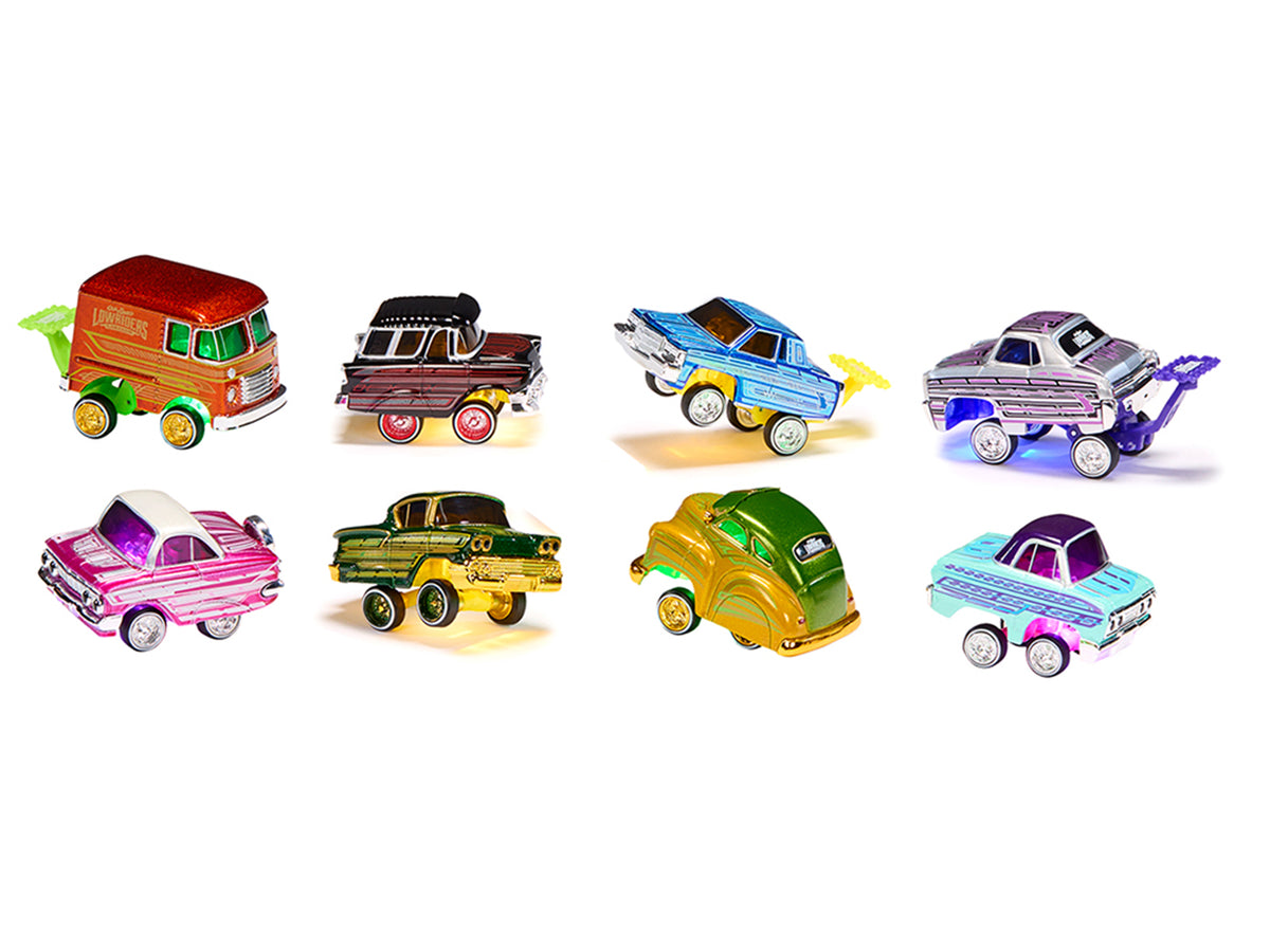 'Lowriders Show Glow' Series 4 Set of 8 Pieces Diecast Model Cars by CarTuned
