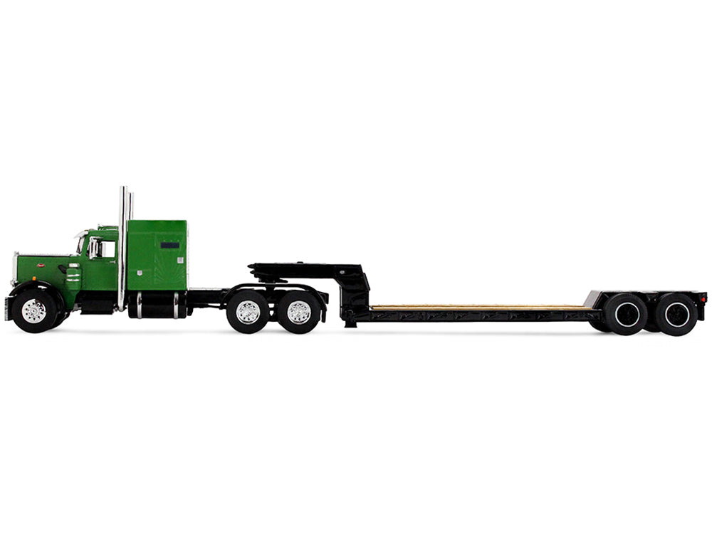 Peterbilt 351 with 60' Vintage Sleeper and Rogers Vintage Lowboy Trailer Green with Black Trailer 1/64 Diecast Model by DCP/First Gear