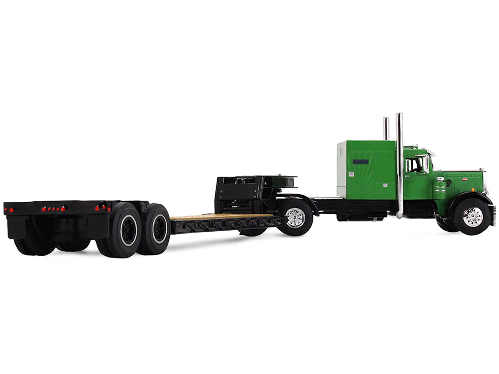 Peterbilt 351 with 60' Vintage Sleeper and Rogers Vintage Lowboy Trailer Green with Black Trailer 1/64 Diecast Model by DCP/First Gear