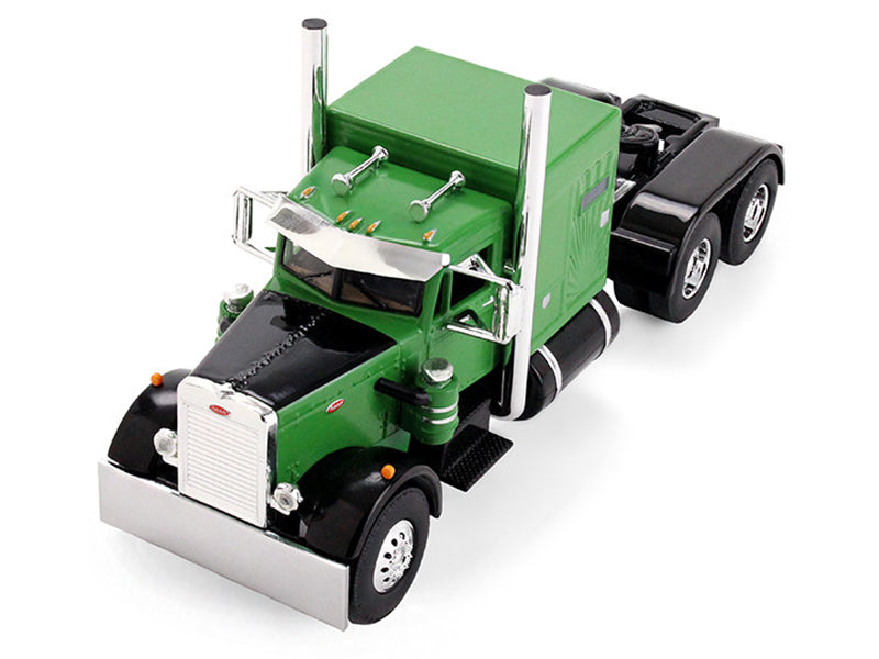 Peterbilt 351 with 60' Vintage Sleeper and Rogers Vintage Lowboy Trailer Green with Black Trailer 1/64 Diecast Model by DCP/First Gear