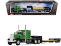 Peterbilt 351 with 60' Vintage Sleeper and Rogers Vintage Lowboy Trailer Green with Black Trailer 1/64 Diecast Model by DCP/First Gear