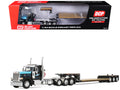 Peterbilt 589 Day Cab and Fontaine Renegade LXT40 Lowboy Trailer with Fliptail 'Cappello Heavy Transport' Black with Light Blue Hood 1/64 Diecast Model by DCP/First Gear