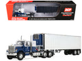 Chevrolet Bison with 34' Flat Top Sleeper & 40' Vintage Trailer with Reefer Blue and White 1/64 Diecast Model by DCP/First Gear