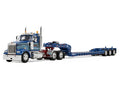 Kenworth W900L Day Cab and Fontaine Magnitude Lowboy Trailer 'Sid Kamp' Blue and Light Blue Two-Tone 1/64 Diecast Model by DCP/First Gear