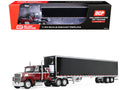 Ford LTL 9000 with 48' Flat Top Sleeper and 53' Utility Trailer with Reefer Volcano Red and Black 1/64 Diecast Model by First Gear