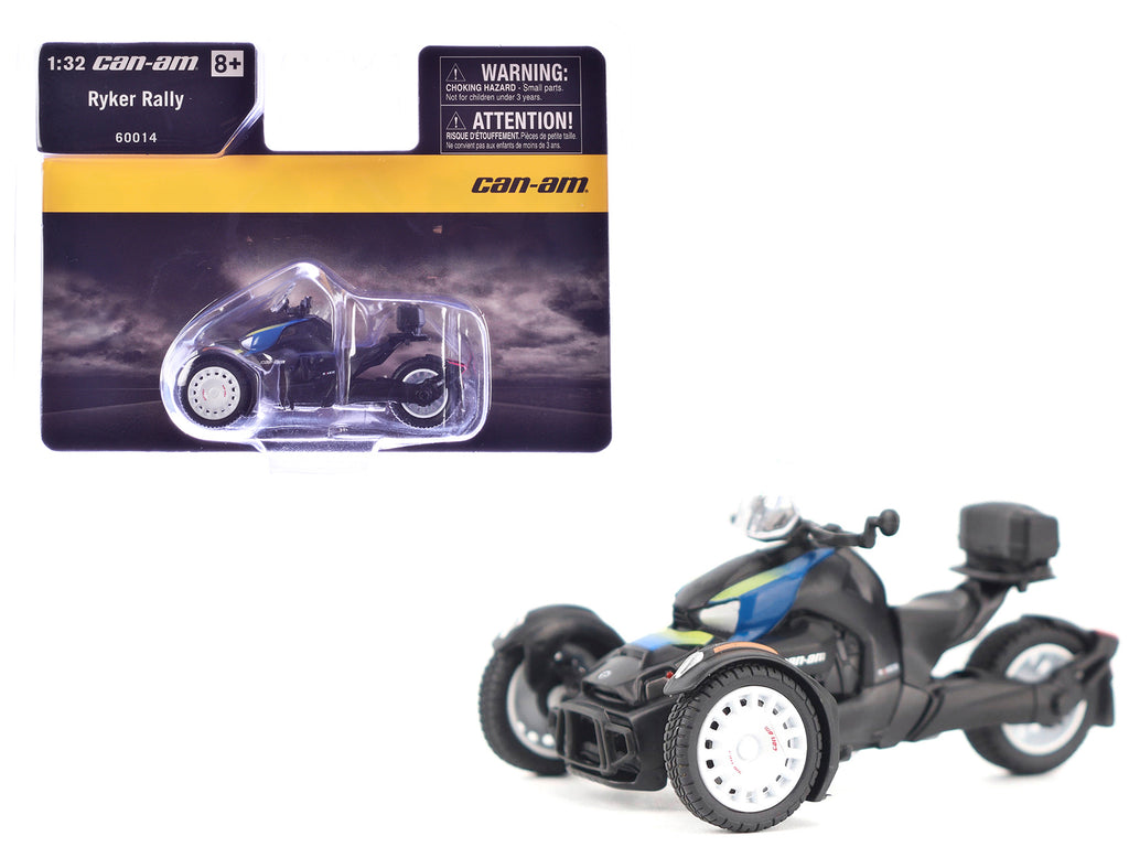 Can-Am Ryker Rally 3-Wheel Motorcycle Galactic Blue and Black 1/32 Diecast Model by BRP Models
