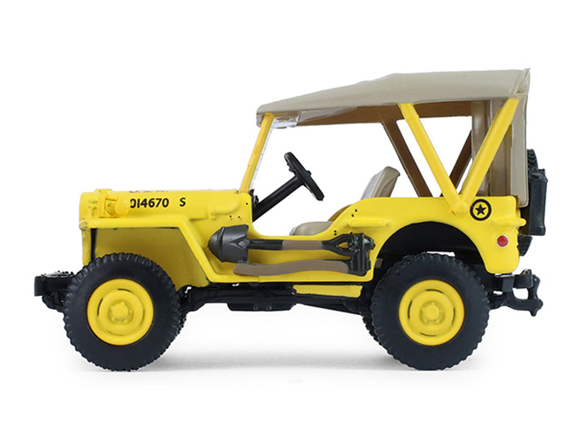 1942 Willys MB Jeep 'Control Jeep - U.S. Army Air Forces' Yellow with Beige Top 'Battalion 64' Series 6 1/64 Diecast Model Car by Greenlight