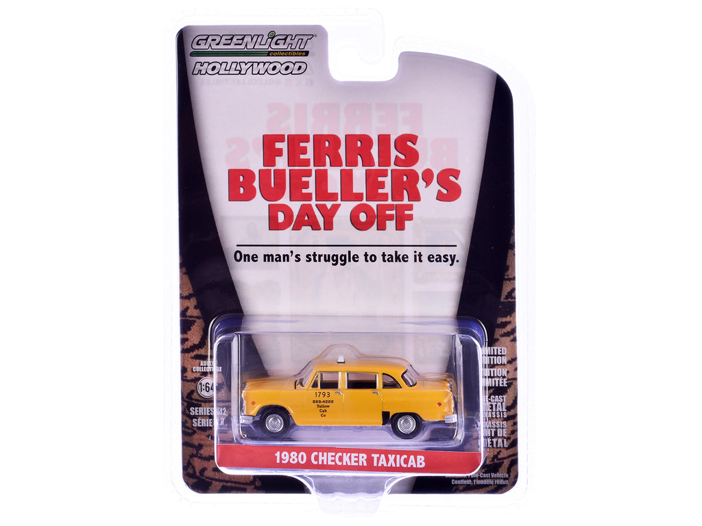 1980 Checker Taxicab 'Yellow Cab Co. #1793' Yellow 'Ferris Bueller's Day Off' (1986) Movie 'Hollywood Series' Release 42 1/64 Diecast Model Car by Greenlight