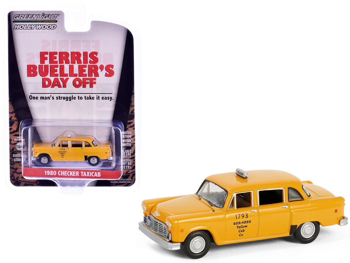 1980 Checker Taxicab 'Yellow Cab Co. #1793' Yellow 'Ferris Bueller's Day Off' (1986) Movie 'Hollywood Series' Release 42 1/64 Diecast Model Car by Greenlight