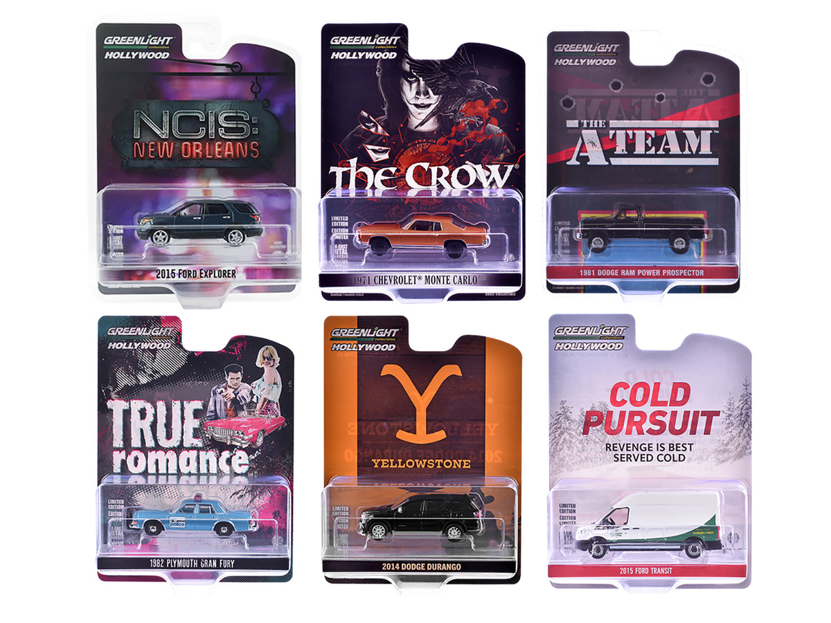 'Hollywood Series' Set of 6 pieces Release 43 1/64 Diecast Model Cars by Greenlight