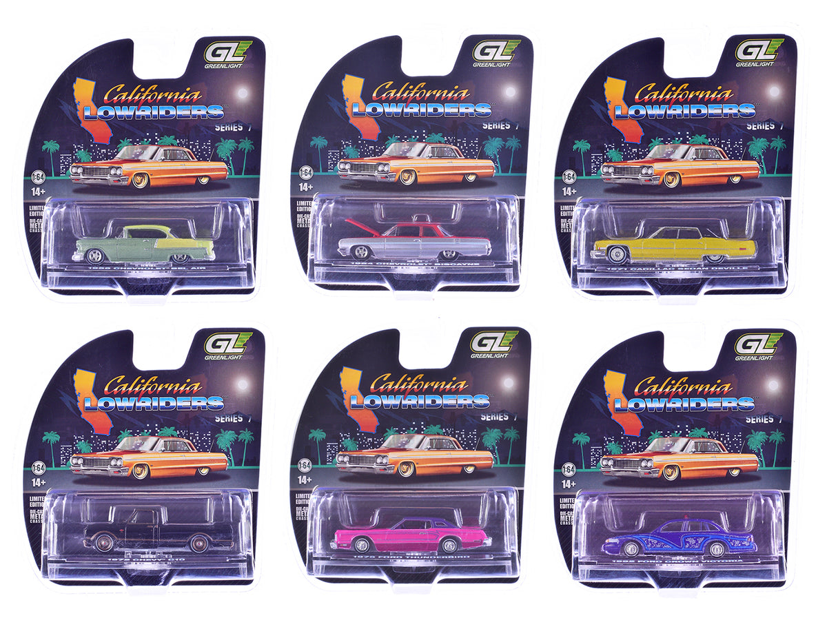 'California Lowriders' Series 7 Set of 6 pieces 1/64 Diecast Model Cars by Greenlight