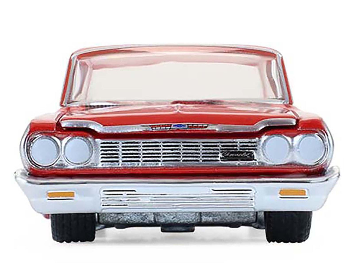 1964 Chevrolet Biscayne Lowrider Silver Metallic and Red Two-Tone 'California Lowriders' Series 7 1/64 Diecast Model Car by Greenlight