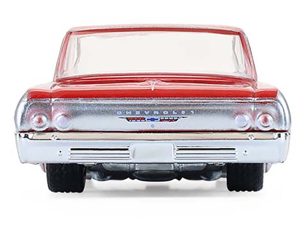 1964 Chevrolet Biscayne Lowrider Silver Metallic and Red Two-Tone 'California Lowriders' Series 7 1/64 Diecast Model Car by Greenlight