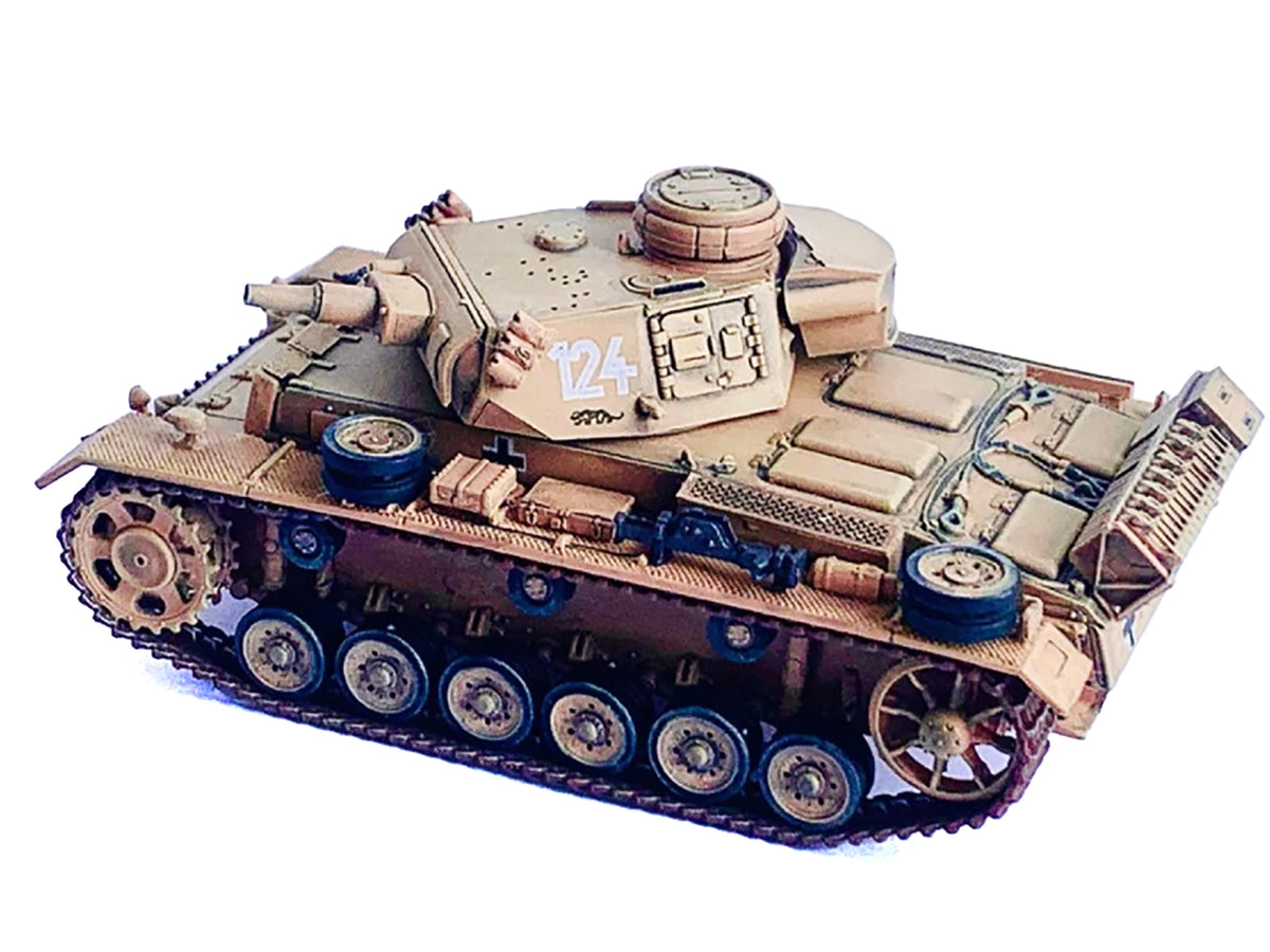 Germany Pz.Kpfw.III Ausf.N DAK Tank #124 's.Pz.Abt.501 Tunisia Tiger Insignia' (1942/43) 'NEO Dragon Armor' Series 1/72 Plastic Model by Dragon Models