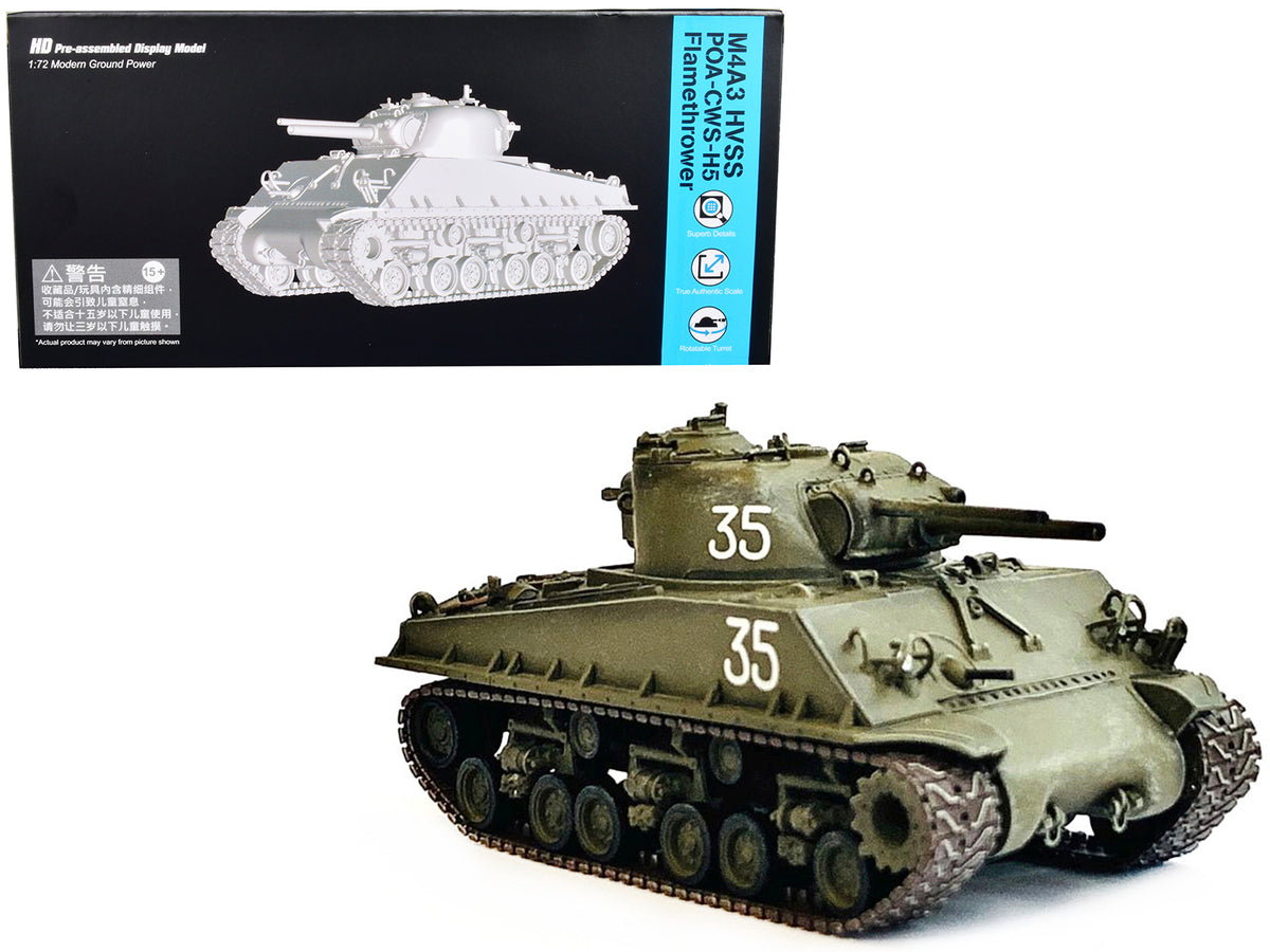 United States M4A3 HVSS POA-CWS-H5 Flamethrower Tank Olive Drab #35 'Hawaii' (1951) 'NEO Dragon Armor' Series 1/72 Plastic Model by Dragon Models