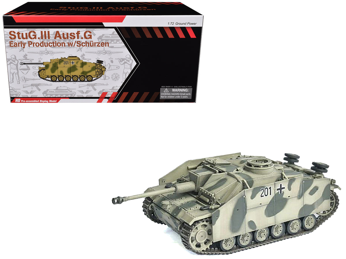 Germany StuG.III Ausf.G Early Production Tank with Schurzen #201 'StuG Brigade 242 Italy' (1943) 'NEO Dragon Armor' Series 1/72 Plastic Model by Dragon Models