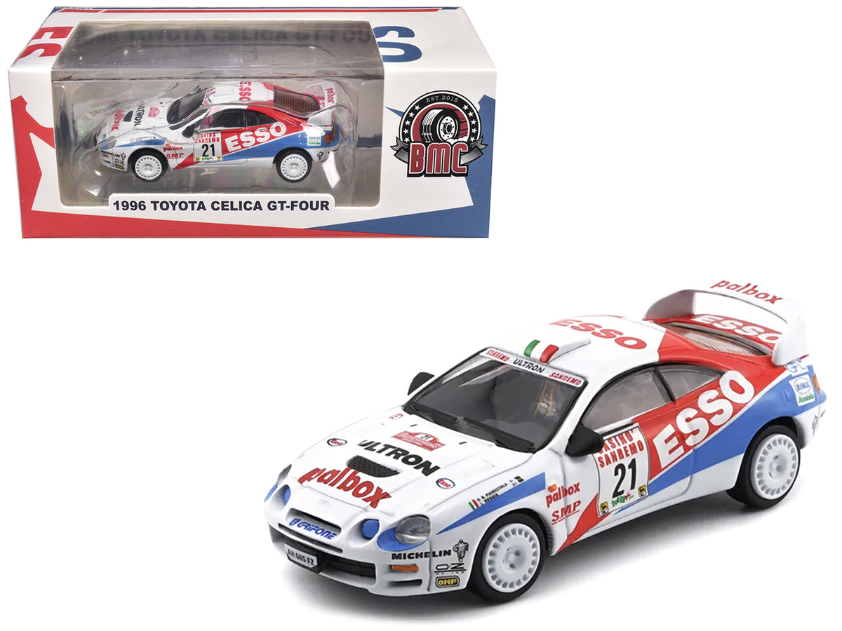 Toyota Celica GT-Four #21 Gilberto Pianezzola - Loris Roggia 'Rallye Sanremo - Rallye d'Italia' (1996) with Extra Wheels 1/64 Diecast Model Car by BM Creations