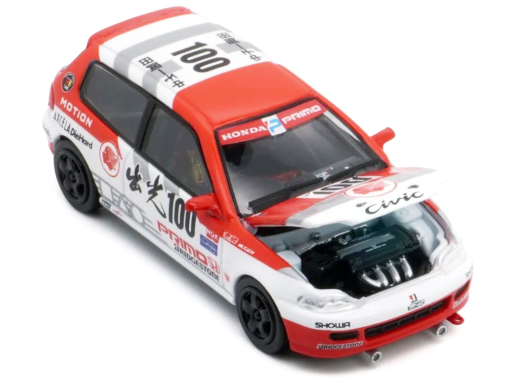 Honda Civic EG6 RHD (Right Hand Drive) #100 Osamu Nakako - Hideki Okada 'Mugen Honda' 'Japanese Touring Car Championship' (1993) 1/64 Diecast Model Car by BM Creations