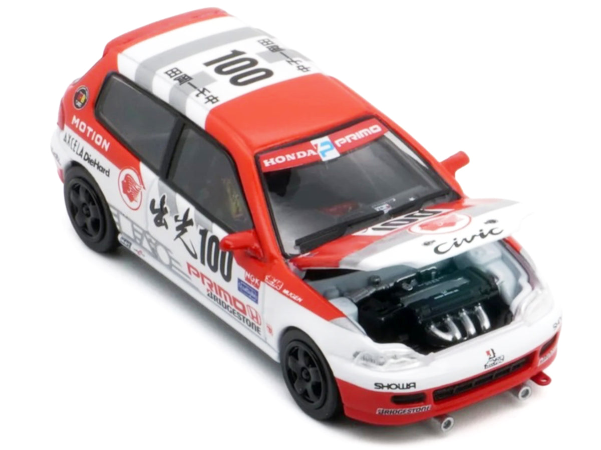 Honda Civic EG6 RHD (Right Hand Drive) #100 Osamu Nakako - Hideki Okada 'Mugen Honda' 'Japanese Touring Car Championship' (1993) 1/64 Diecast Model Car by BM Creations
