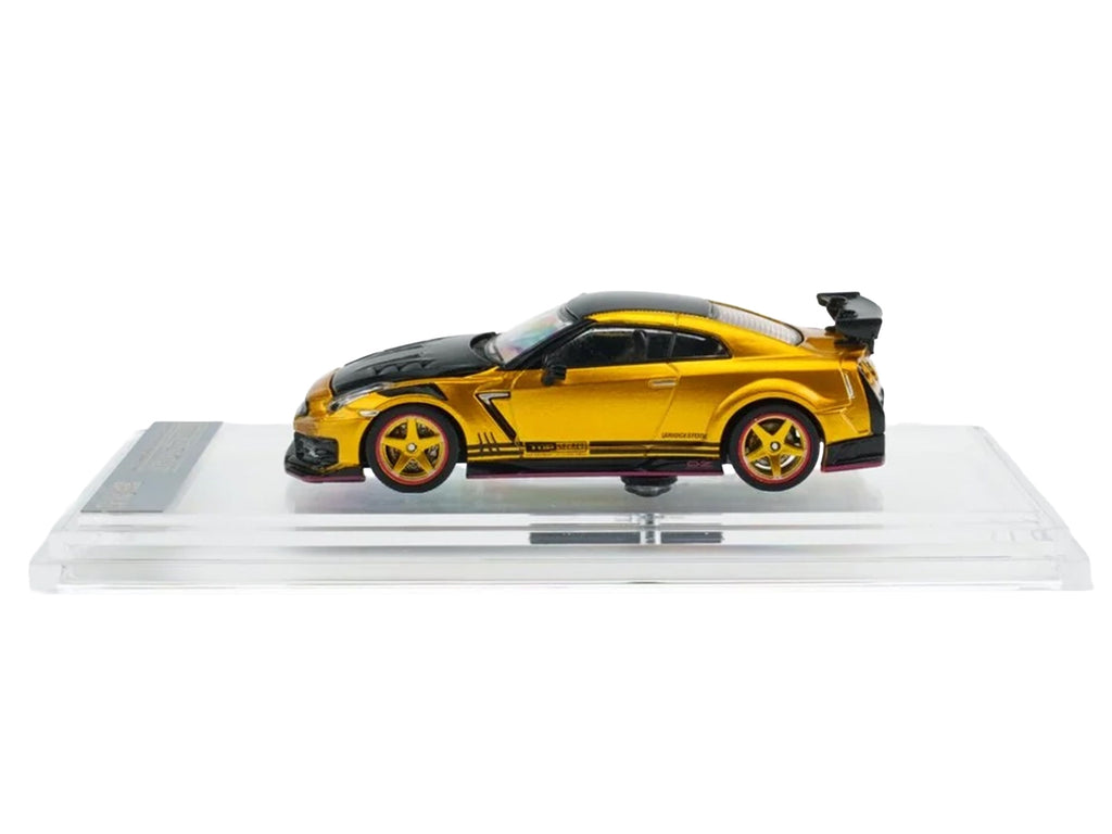 Nissan 'Top Secret' GT-R (R35) RHD (Right Hand Drive) Gold Metallic with Carbon Hood and Top 'Tokyo Auto Salon 2026' 1/64 Diecast Model Car by BM Creations