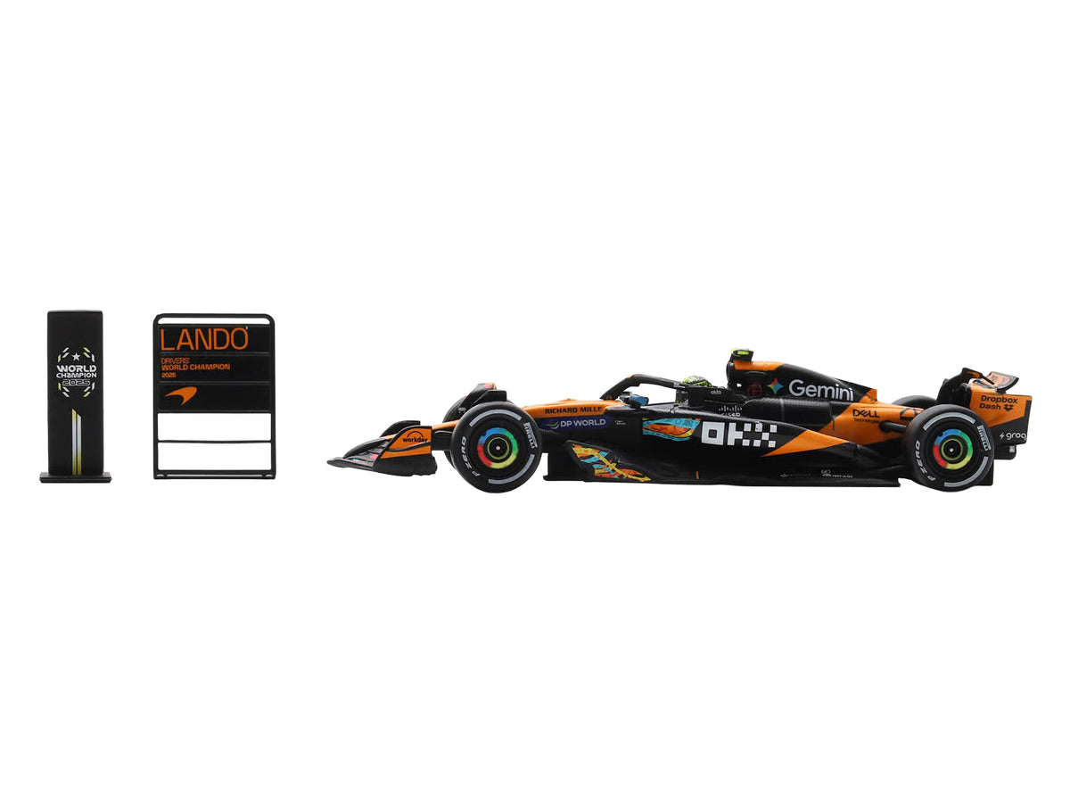 McLaren MCL39 #4 Lando Norris 3rd Place Formula One F1 'Abu Dhabi GP GP' (2025) 'Drivers' World Champion 2025' with Pit Board 1/64 Model Car by Spark