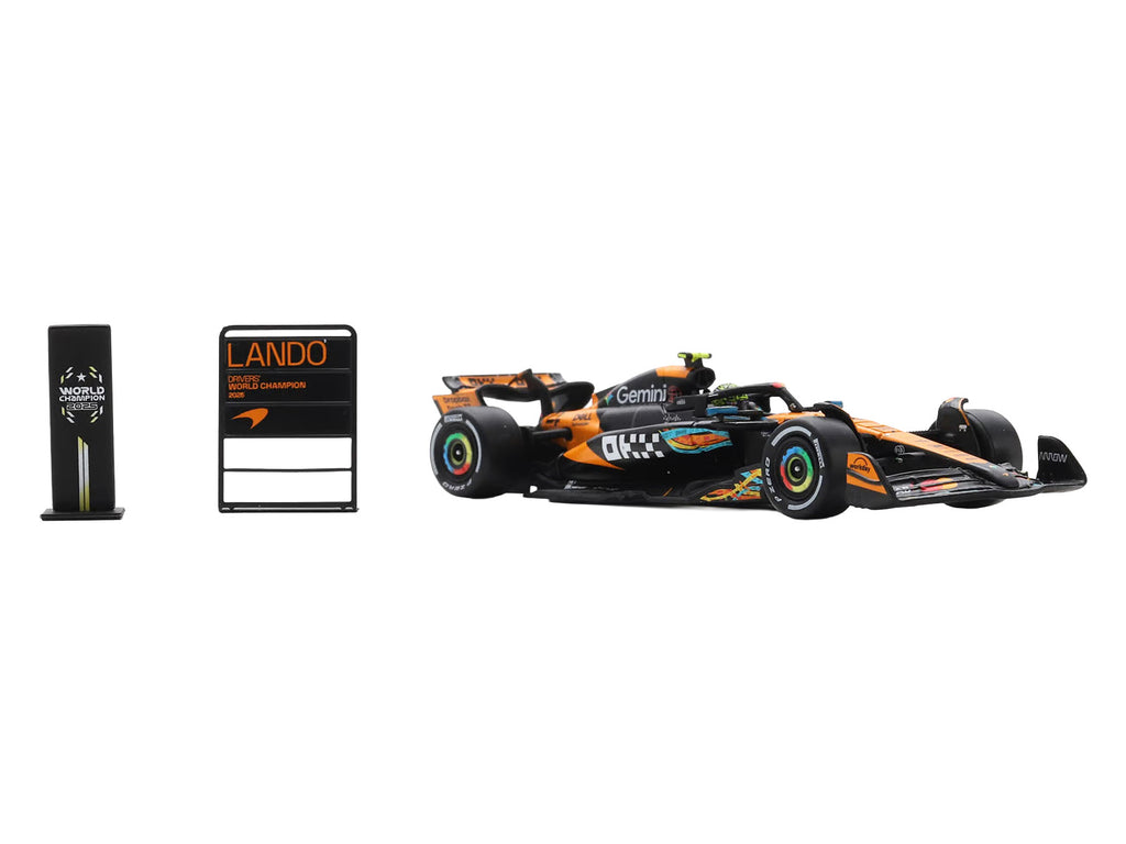McLaren MCL39 #4 Lando Norris 3rd Place Formula One F1 'Abu Dhabi GP GP' (2025) 'Drivers' World Champion 2025' with Pit Board 1/64 Model Car by Spark