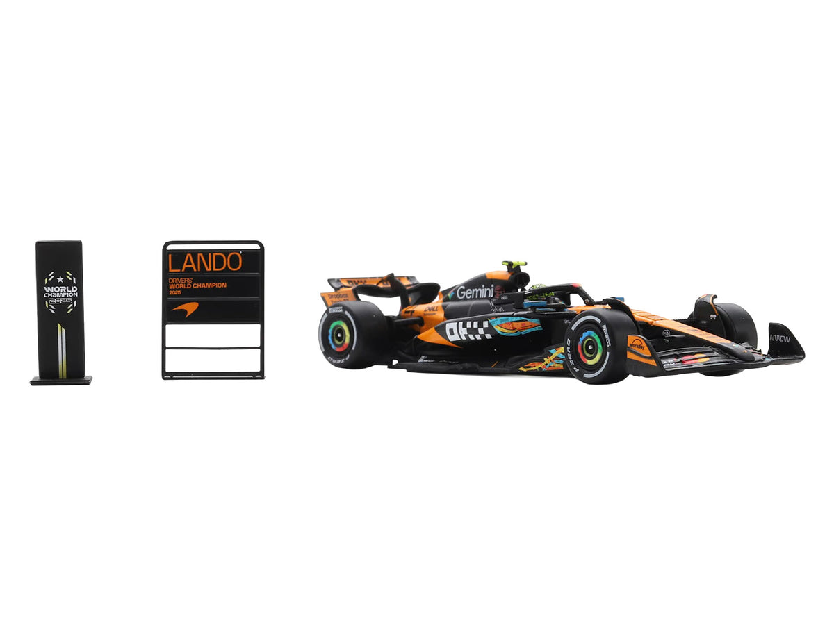 McLaren MCL39 #4 Lando Norris 3rd Place Formula One F1 'Abu Dhabi GP GP' (2025) 'Drivers' World Champion 2025' with Pit Board 1/64 Model Car by Spark