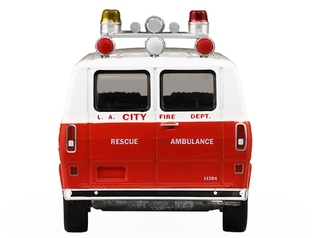 1969 Ford Econoline Ambulance 'Los Angeles Fire Department' Red and White 'Fire & Rescue' Series #5 1/64 Diecast Model Car by Greenlight