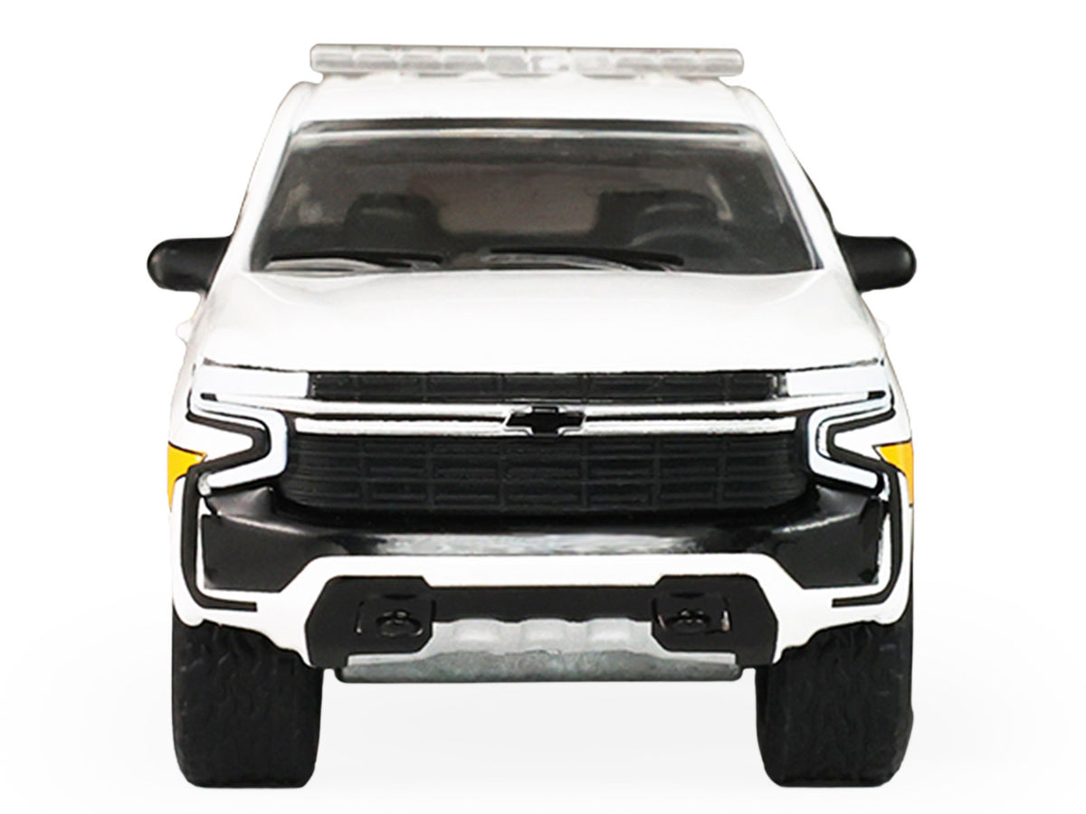 2024 Chevrolet Tahoe 'Montgomery County Maryland Fire & Rescue Bethesda-Chevy Chase Rescue Squad' White with Yellow Stripes 'Fire & Rescue' Series #5 1/64 Diecast Model Car by Greenlight