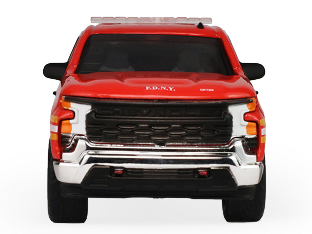 2023 Chevrolet Silverado Pickup Truck with Camper Shell 'FDNY (New York City Fire Department)' Red with Stripes 'Fire & Rescue' Series #5 1/64 Diecast Model Car by Greenlight